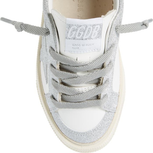 GOLDEN GOOSE May Superstar Silver Glitter Leather Sneakers BRAND NEW - Picture 11 of 15